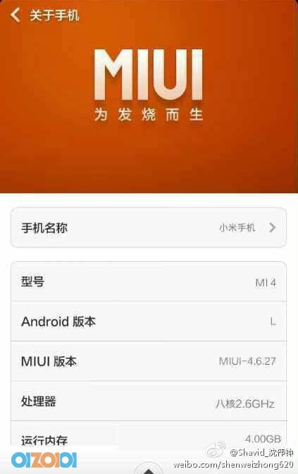 Xiaomi MI4 Specs