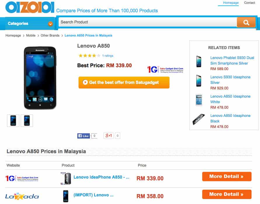 Oizoioi Malaysia Price Comparison