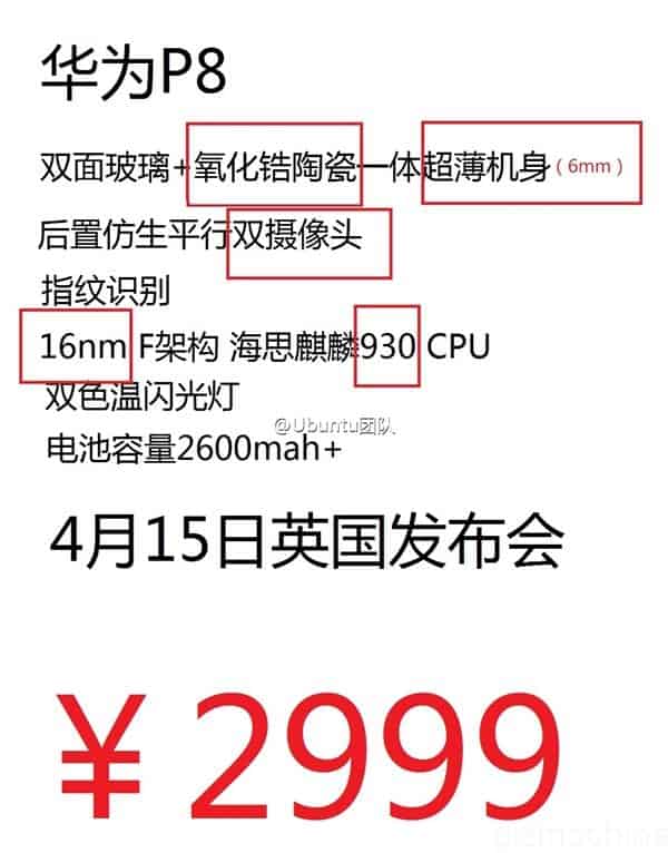 Huawei P8 Specs