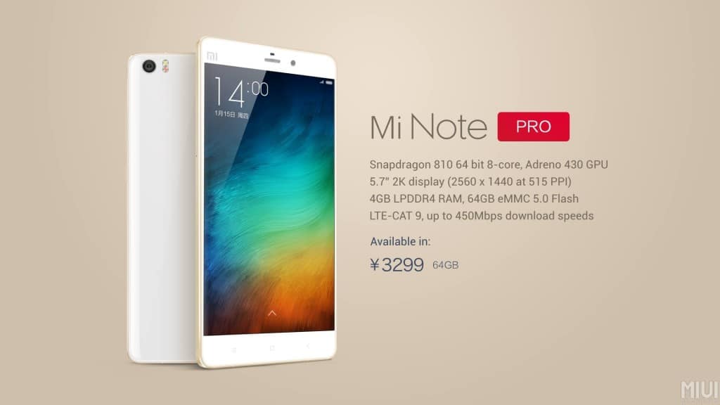 Xiaomi MI Note Pro Release