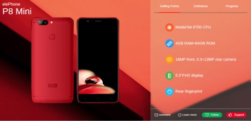 Elephone P8 Mini vs Xiaomi Redmi Note 4